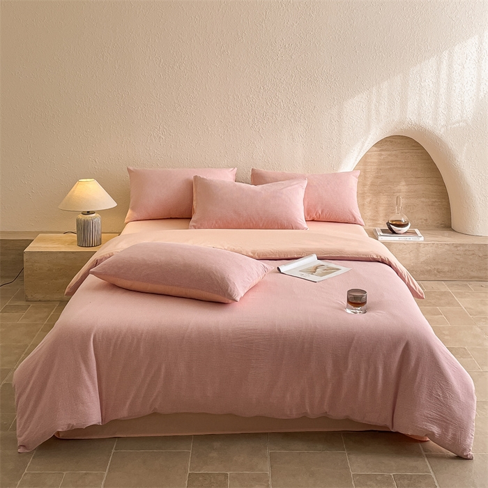 （总）曲之慕 2025新款简约纯色全棉纯棉色织水洗棉四件套