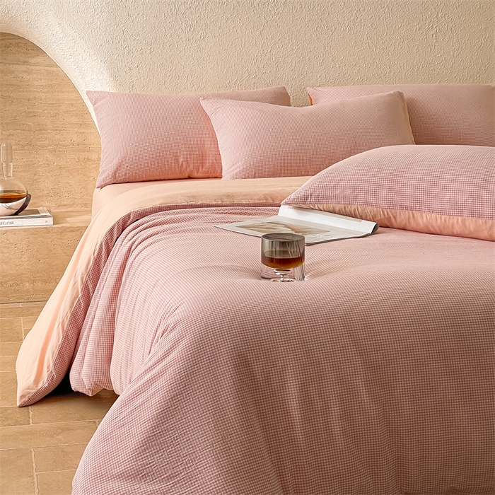 91家纺网 家纺一手货源 找家纺 （总）曲之慕 2025新款简约纯色全棉纯棉色织水洗棉四件套