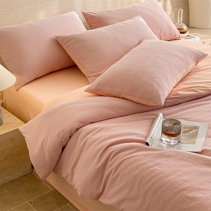 91家纺网 家纺一手货源 找家纺 （总）曲之慕 2025新款简约纯色全棉纯棉色织水洗棉四件套