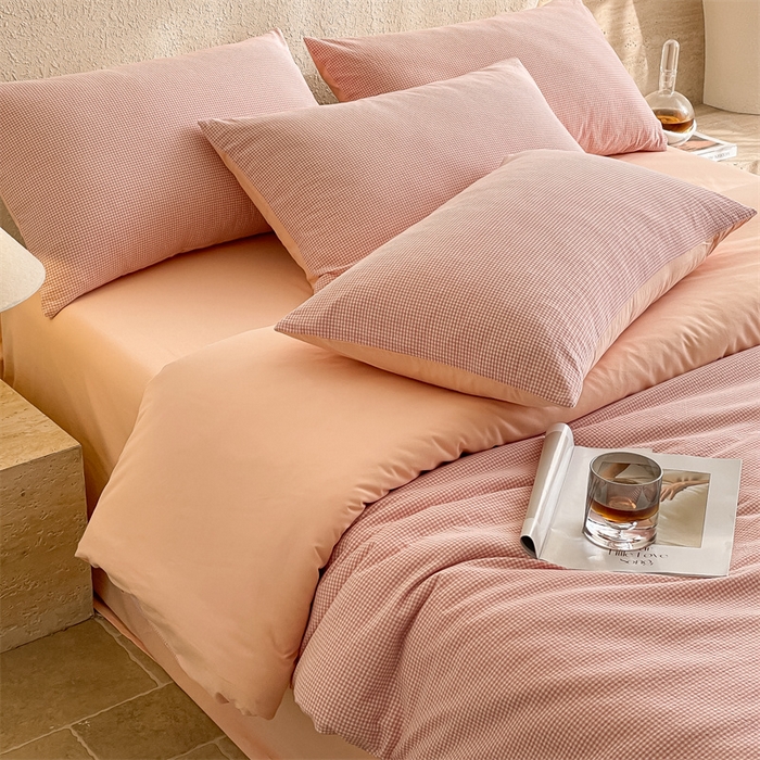 91家纺网 家纺一手货源 找家纺 （总）曲之慕 2025新款简约纯色全棉纯棉色织水洗棉四件套