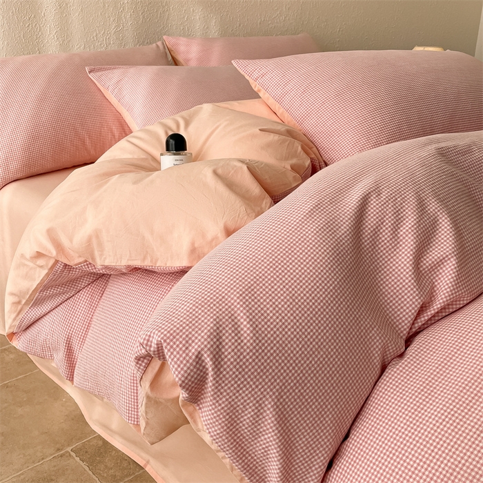 91家纺网 家纺一手货源 找家纺 （总）曲之慕 2025新款简约纯色全棉纯棉色织水洗棉四件套