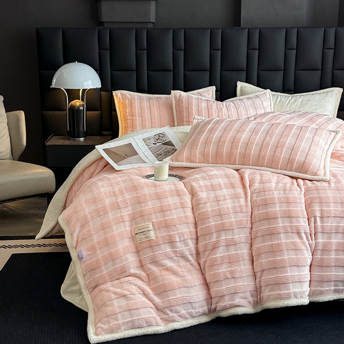 91家纺网 家纺一手货源 找家纺 宜派家纺 2025新款A类玉兔绒北极绒纯色四件套 玉兔玉【双面加绒】