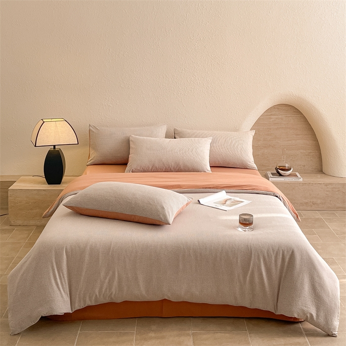 91家纺网 家纺一手货源 找家纺 （总）曲之慕 2025新款简约纯色全棉纯棉色织水洗棉四件套