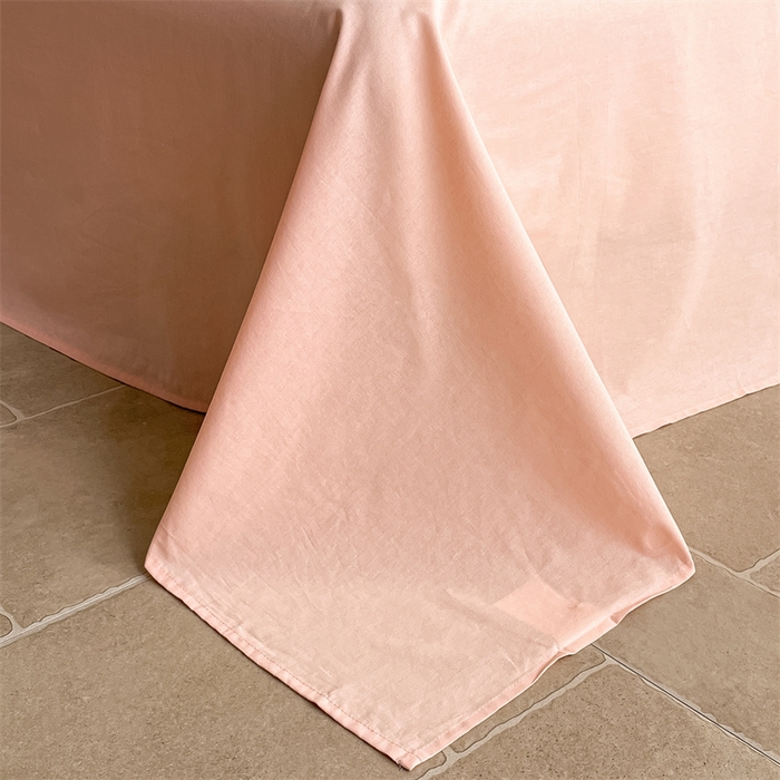 91家纺网 家纺一手货源 找家纺 曲之慕 2025新款简约纯色全棉纯棉色织水洗棉四件套 维希格调-粉