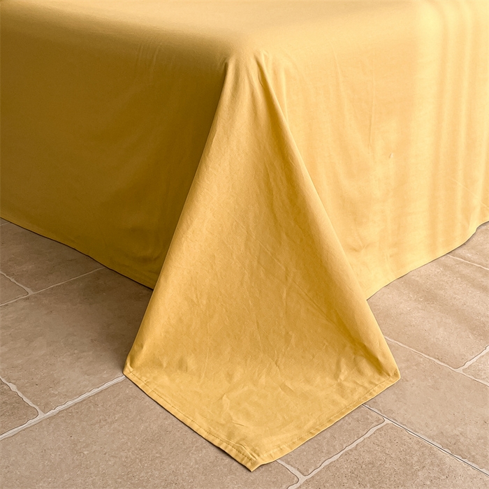 91家纺网 家纺一手货源 找家纺 曲之慕 2025新款简约纯色全棉纯棉色织水洗棉四件套 维希格调-黄