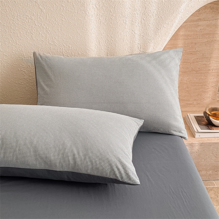 91家纺网 家纺一手货源 找家纺 曲之慕 2025新款简约纯色全棉纯棉色织水洗棉四件套 维希格调-灰