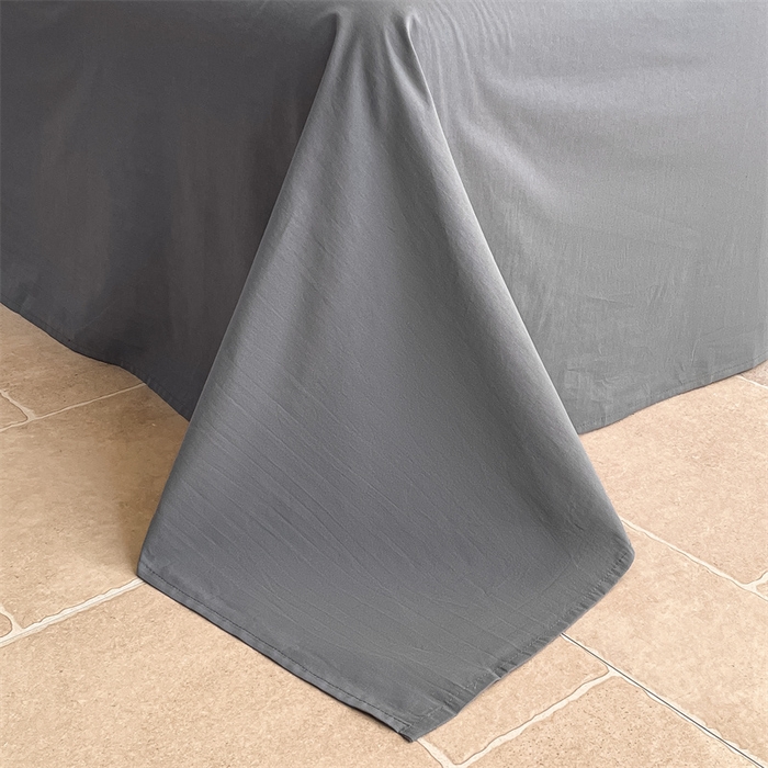 91家纺网 家纺一手货源 找家纺 曲之慕 2025新款简约纯色全棉纯棉色织水洗棉四件套 维希格调-灰