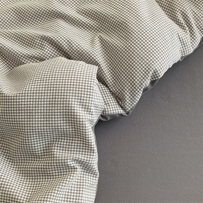 91家纺网 家纺一手货源 找家纺 曲之慕 2025新款简约纯色全棉纯棉色织水洗棉四件套 维希格调-灰