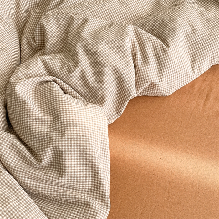 91家纺网 家纺一手货源 找家纺 曲之慕 2025新款简约纯色全棉纯棉色织水洗棉四件套 维希格调-咖