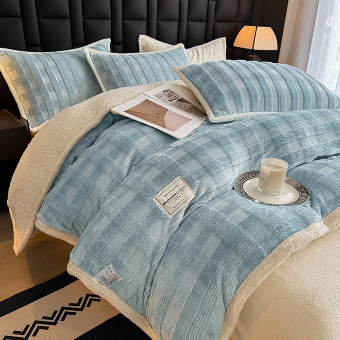 91家纺网 家纺一手货源 找家纺 （总）宜派家纺 2025新款A类玉兔绒北极绒纯色四件套