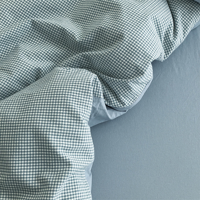 91家纺网 家纺一手货源 找家纺 曲之慕 2025新款简约纯色全棉纯棉色织水洗棉四件套 维希格调-蓝