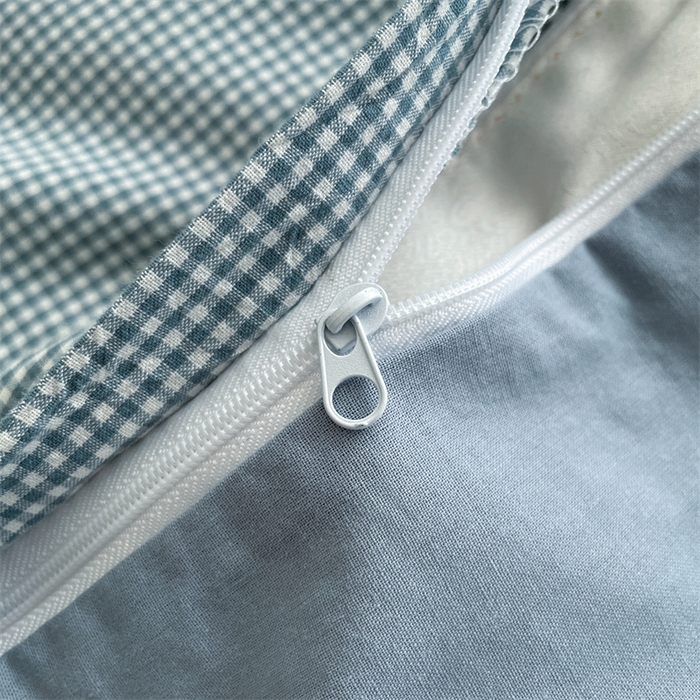 91家纺网 家纺一手货源 找家纺 曲之慕 2025新款简约纯色全棉纯棉色织水洗棉四件套 维希格调-蓝