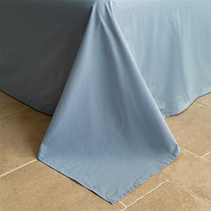 91家纺网 家纺一手货源 找家纺 曲之慕 2025新款简约纯色全棉纯棉色织水洗棉四件套 维希格调-蓝