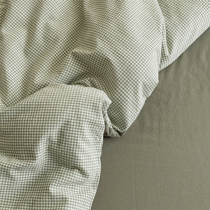 91家纺网 家纺一手货源 找家纺 曲之慕 2025新款简约纯色全棉纯棉色织水洗棉四件套 维希格调-绿