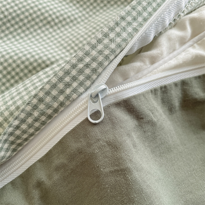 91家纺网 家纺一手货源 找家纺 曲之慕 2025新款简约纯色全棉纯棉色织水洗棉四件套 维希格调-绿