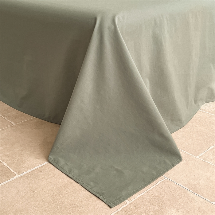 91家纺网 家纺一手货源 找家纺 曲之慕 2025新款简约纯色全棉纯棉色织水洗棉四件套 维希格调-绿