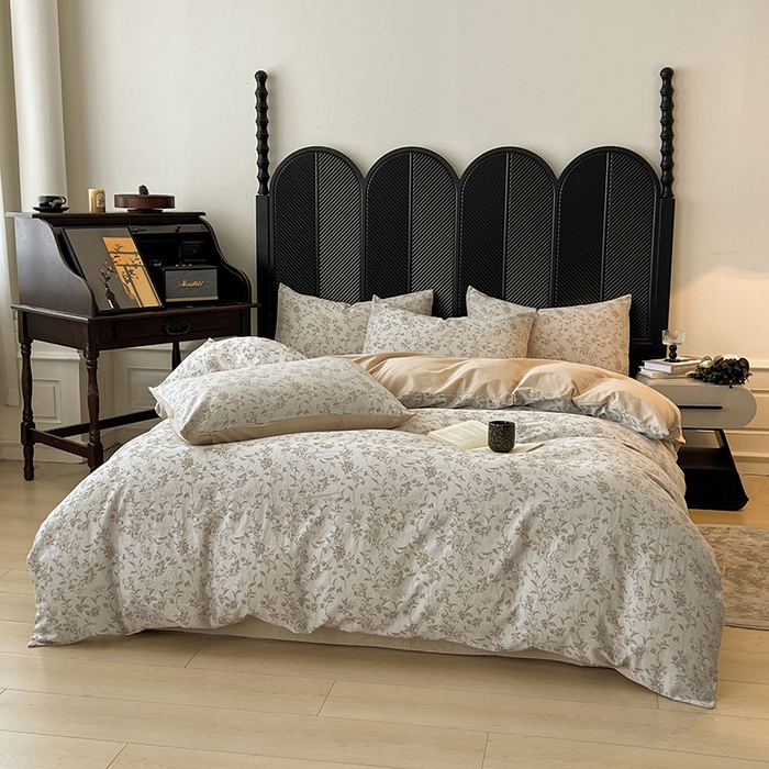 91家纺网 家纺一手货源 找家纺 （总）莱茵家居 2025秋冬新款复古A类简约60S色织大提花磨毛四件套