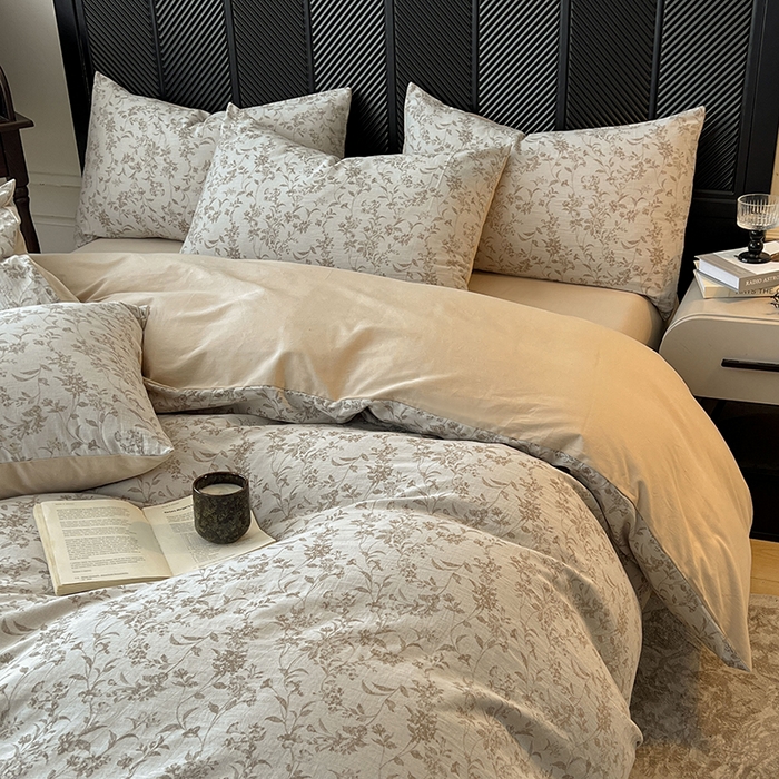 91家纺网 家纺一手货源 找家纺 （总）莱茵家居 2025秋冬新款复古A类简约60S色织大提花磨毛四件套