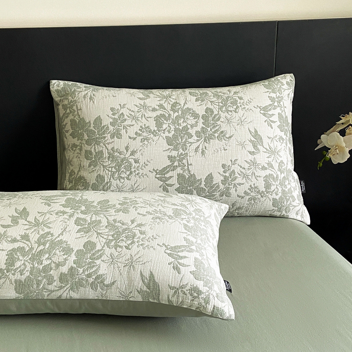 91家纺网 家纺一手货源 找家纺 宜代光年 2025新款60S水洗棉提花单品被套 繁花-绿