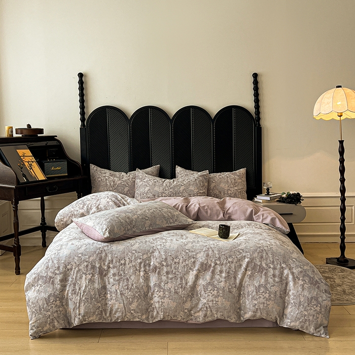 91家纺网 家纺一手货源 找家纺 （总）莱茵家居 2025秋冬新款复古A类简约60S色织大提花磨毛四件套