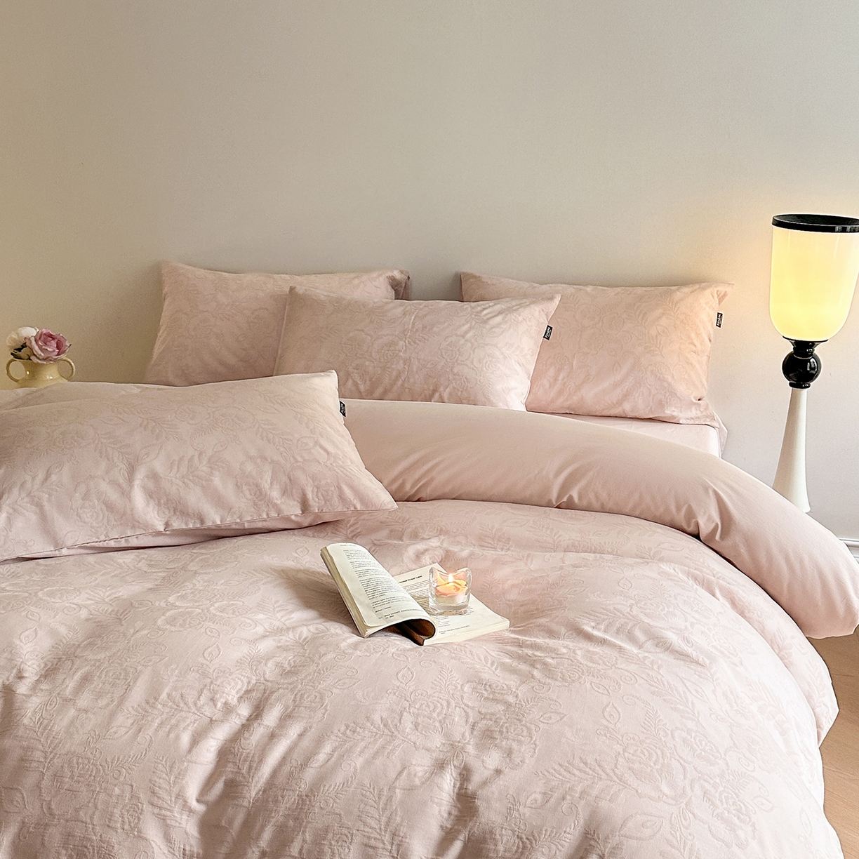 91家纺网 家纺一手货源 找家纺 宜代光年 2025新款60S水洗棉提花单品被套 海棠