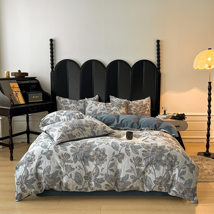 91家纺网 家纺一手货源 找家纺 （总）莱茵家居 2025秋冬新款复古A类简约60S色织大提花磨毛四件套