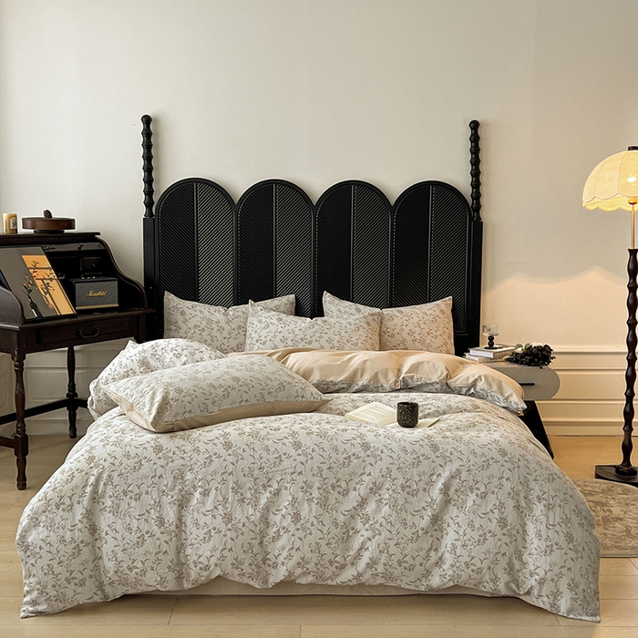 莱茵家居 2025秋冬新款复古A类简约60S色织大提花磨毛四件套 花络