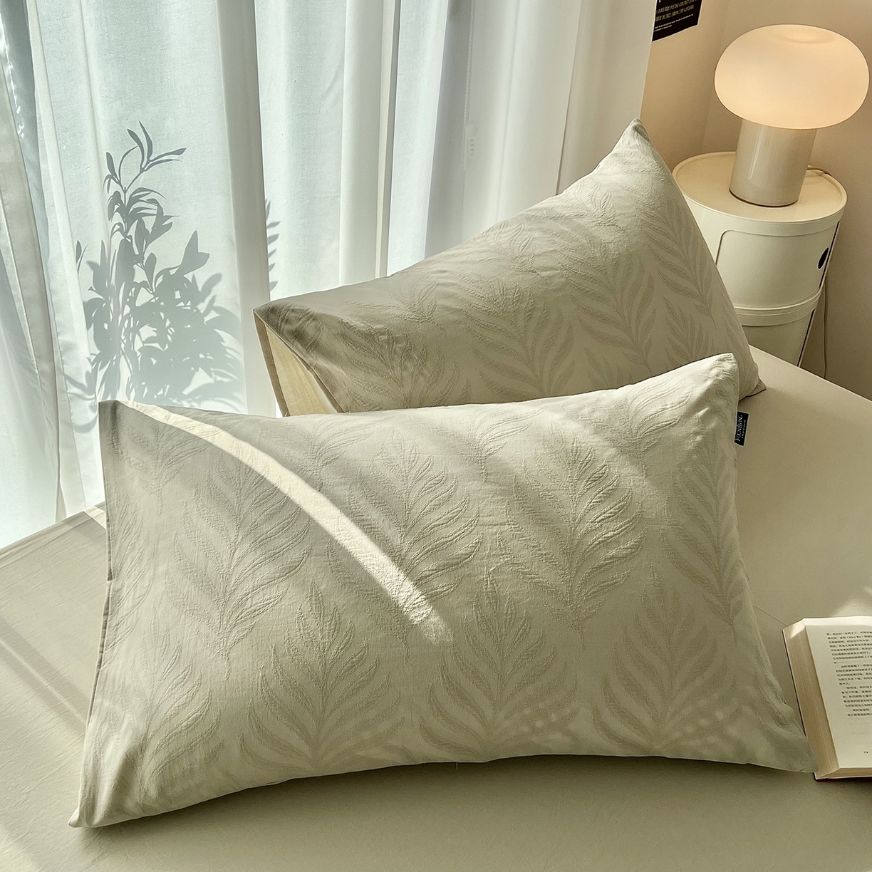 91家纺网 家纺一手货源 找家纺 宜代光年 2025新款60S水洗棉提花单品被套 叶之舞