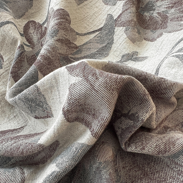 91家纺网 家纺一手货源 找家纺 莱茵家居 2025秋冬新款复古A类简约60S色织大提花磨毛四件套 萦花-青靛蓝