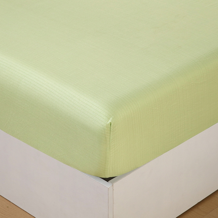 91家纺网 家纺一手货源 找家纺 一诺家居 2025新款A类云感双层纱纯色床笠针织棉母婴级裸睡床笠三件套 量大可优惠 豆蔻绿