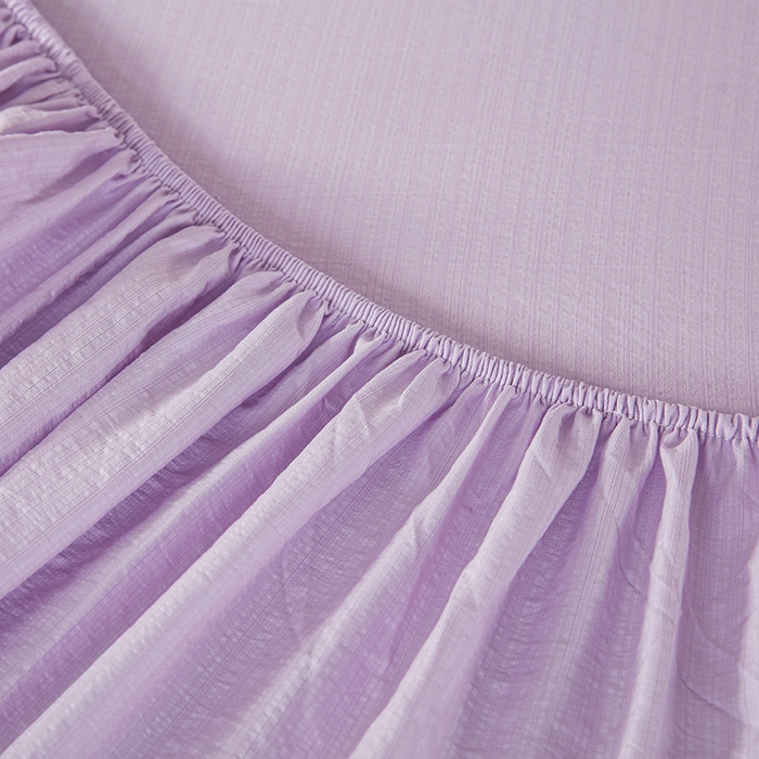 91家纺网 家纺一手货源 找家纺 一诺家居 2025新款A类云感双层纱纯色床笠针织棉母婴级裸睡床笠三件套 量大可优惠 熏衣紫