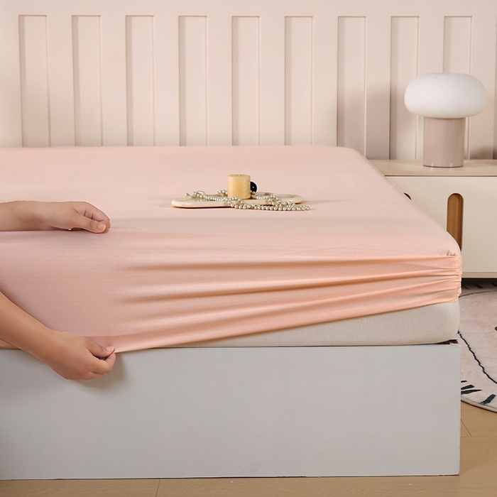 91家纺网 家纺一手货源 找家纺 一诺家居 2025新款A类云感双层纱纯色床笠针织棉母婴级裸睡床笠三件套 量大可优惠 香妃玉