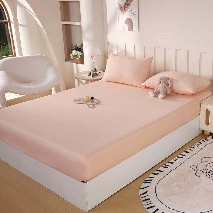 91家纺网 家纺一手货源 找家纺 一诺家居 2025新款A类云感双层纱纯色床笠针织棉母婴级裸睡床笠三件套 量大可优惠 香妃玉