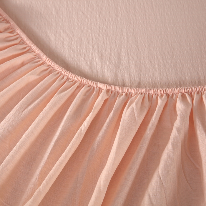 91家纺网 家纺一手货源 找家纺 一诺家居 2025新款A类云感双层纱纯色床笠针织棉母婴级裸睡床笠三件套 量大可优惠 香妃玉