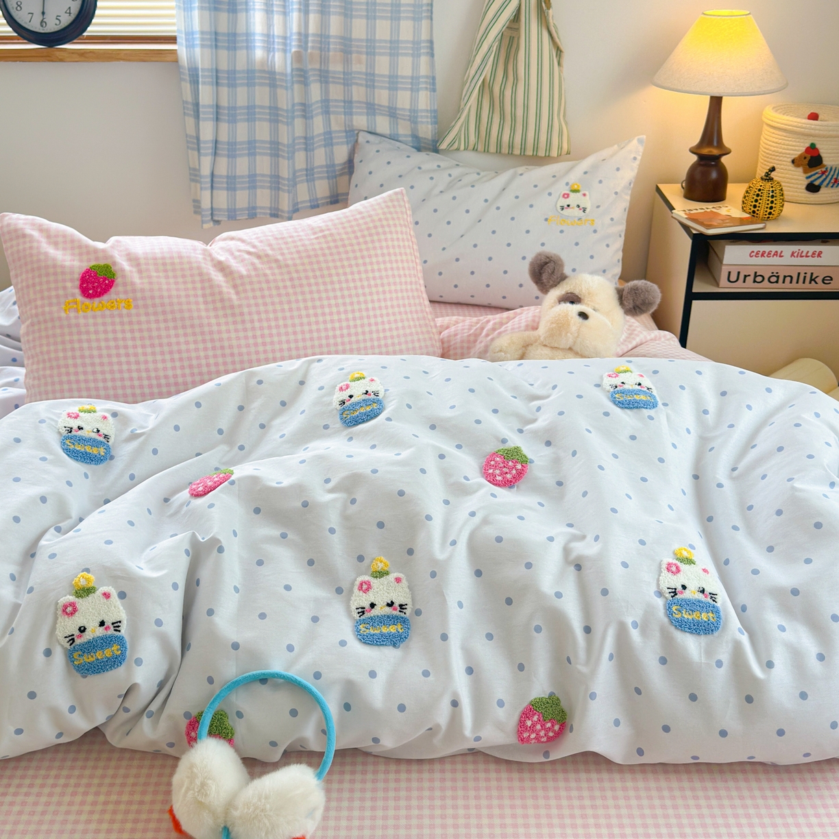 91家纺网 家纺一手货源 找家纺 （总）女子家纺 2025新款13370纯棉毛巾绣呆萌系列四件套