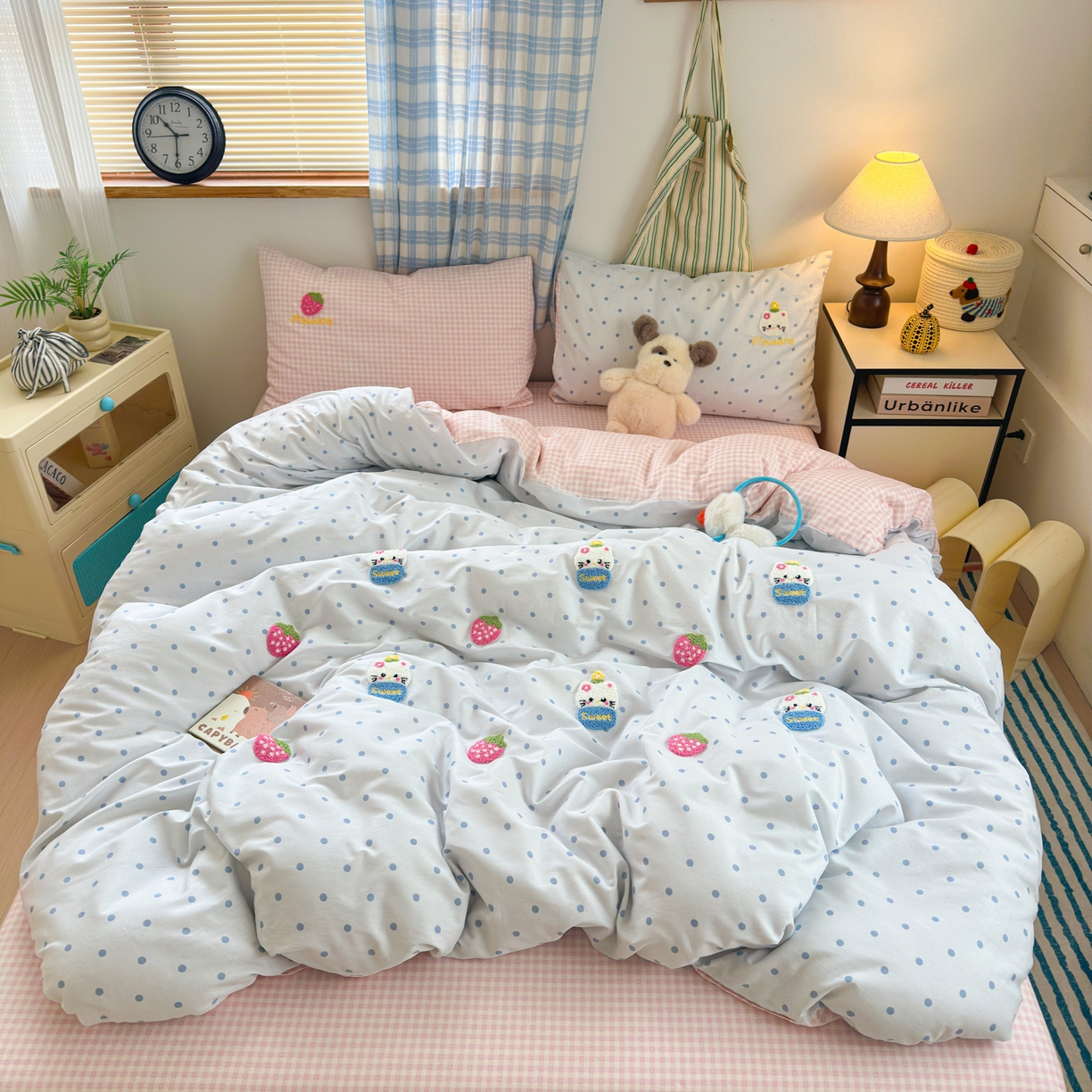 91家纺网 家纺一手货源 找家纺 （总）女子家纺 2025新款13370纯棉毛巾绣呆萌系列四件套