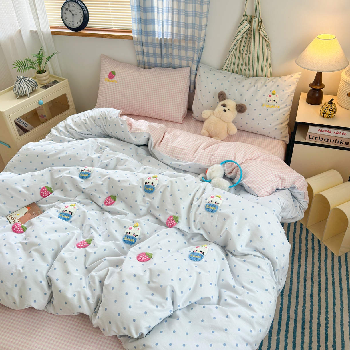 91家纺网 家纺一手货源 找家纺 （总）女子家纺 2025新款13370纯棉毛巾绣呆萌系列四件套