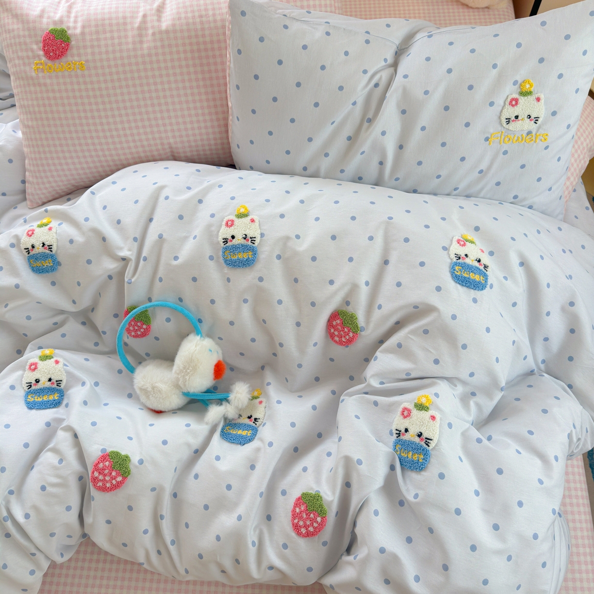 91家纺网 家纺一手货源 找家纺 （总）女子家纺 2025新款13370纯棉毛巾绣呆萌系列四件套