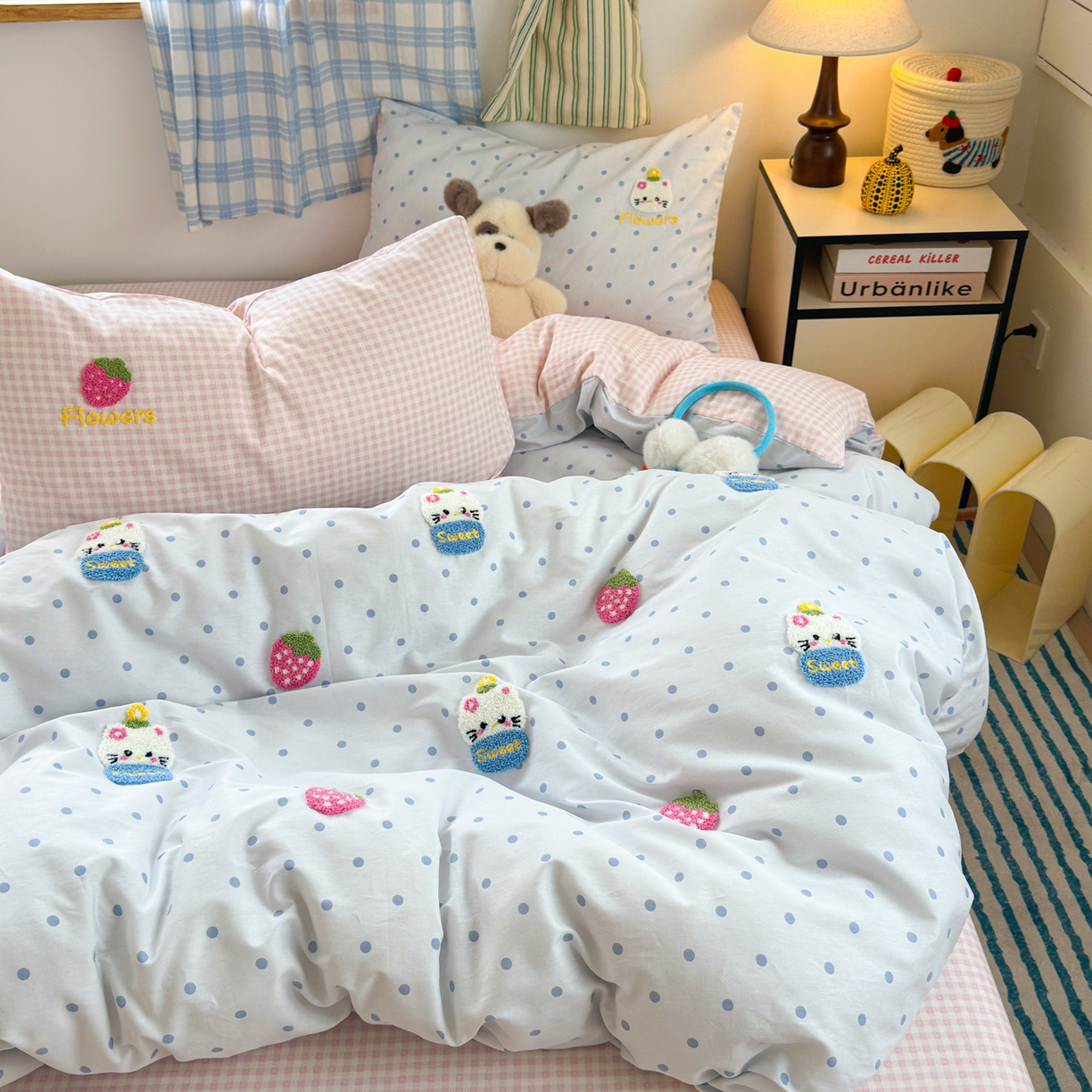 91家纺网 家纺一手货源 找家纺 （总）女子家纺 2025新款13370纯棉毛巾绣呆萌系列四件套