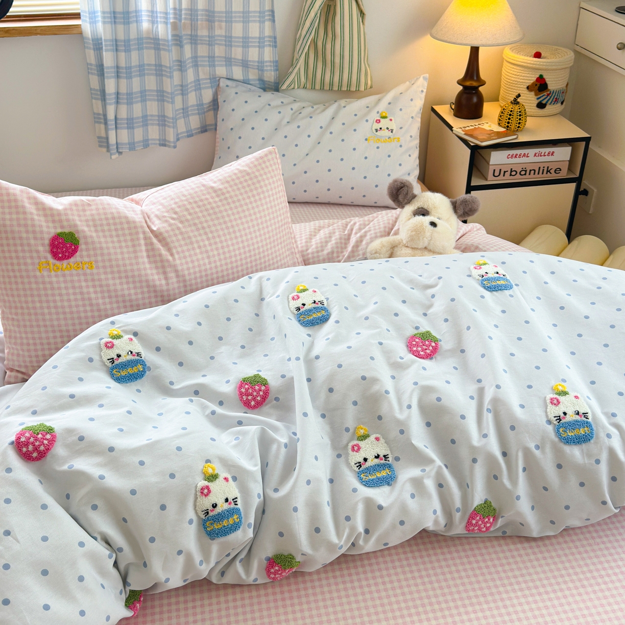 91家纺网 家纺一手货源 找家纺 （总）女子家纺 2025新款13370纯棉毛巾绣呆萌系列四件套