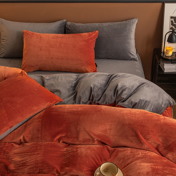 91家纺网 家纺一手货源 找家纺 （总）女子家纺 2025新款加厚保暖纯色双拼婴儿绒宝宝绒四件套