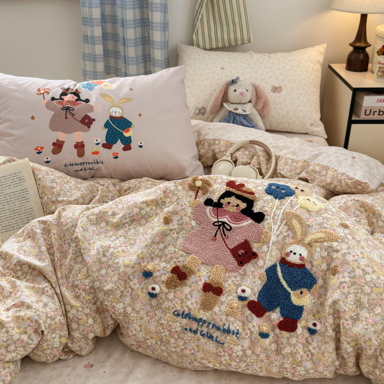 91家纺网 家纺一手货源 找家纺 （总）女子家纺 2025新款13370纯棉毛巾绣呆萌系列四件套