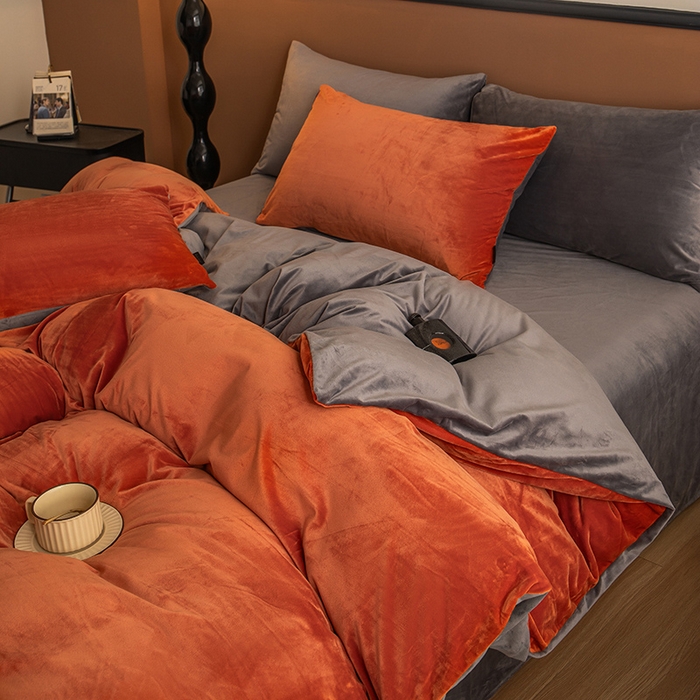 91家纺网 家纺一手货源 找家纺 （总）女子家纺 2025新款加厚保暖纯色双拼婴儿绒宝宝绒四件套