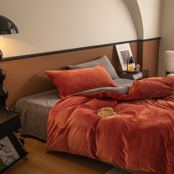 91家纺网 家纺一手货源 找家纺 （总）女子家纺 2025新款加厚保暖纯色双拼婴儿绒宝宝绒四件套