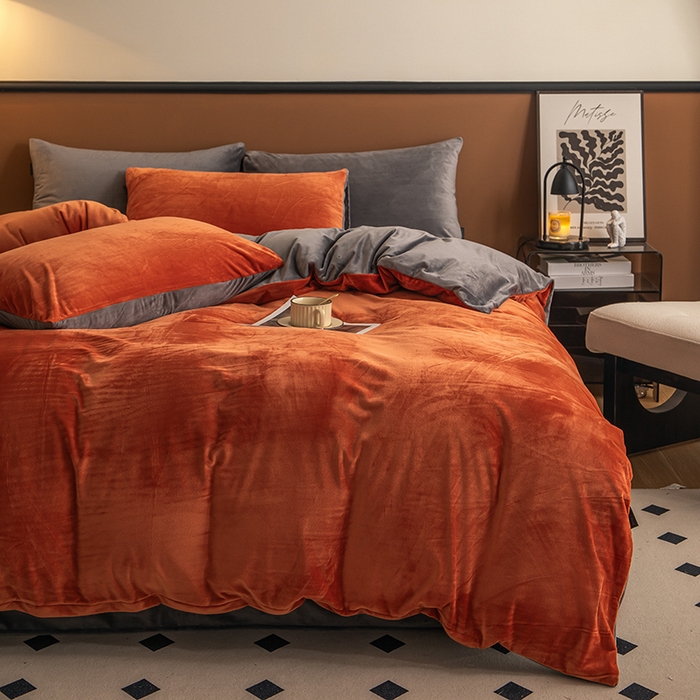 91家纺网 家纺一手货源 找家纺 （总）女子家纺 2025新款加厚保暖纯色双拼婴儿绒宝宝绒四件套