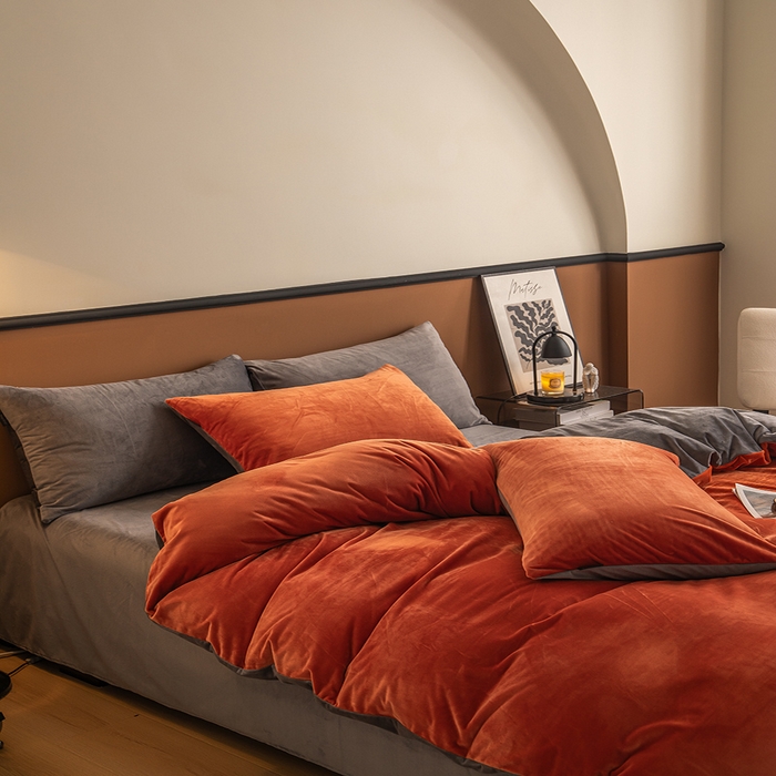 91家纺网 家纺一手货源 找家纺 （总）女子家纺 2025新款加厚保暖纯色双拼婴儿绒宝宝绒四件套