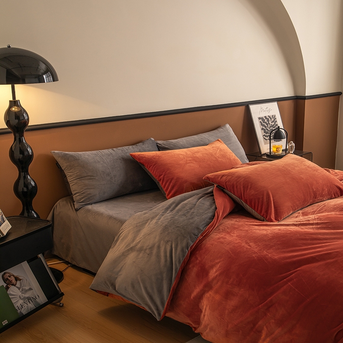 91家纺网 家纺一手货源 找家纺 （总）女子家纺 2025新款加厚保暖纯色双拼婴儿绒宝宝绒四件套