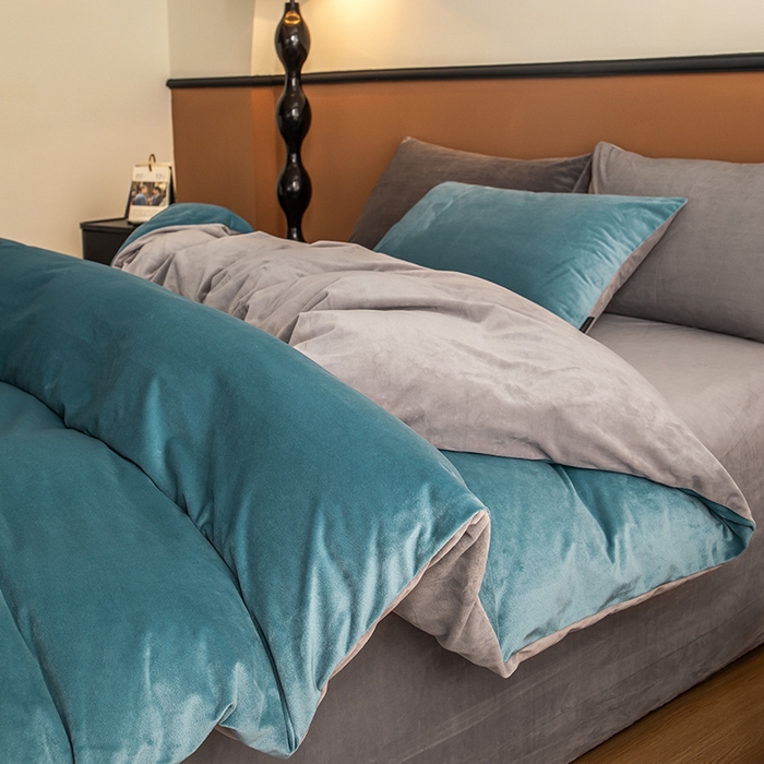 91家纺网 家纺一手货源 找家纺 （总）女子家纺 2025新款加厚保暖纯色双拼婴儿绒宝宝绒四件套