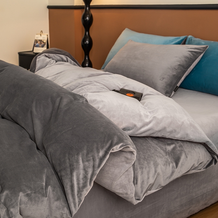 91家纺网 家纺一手货源 找家纺 （总）女子家纺 2025新款加厚保暖纯色双拼婴儿绒宝宝绒四件套