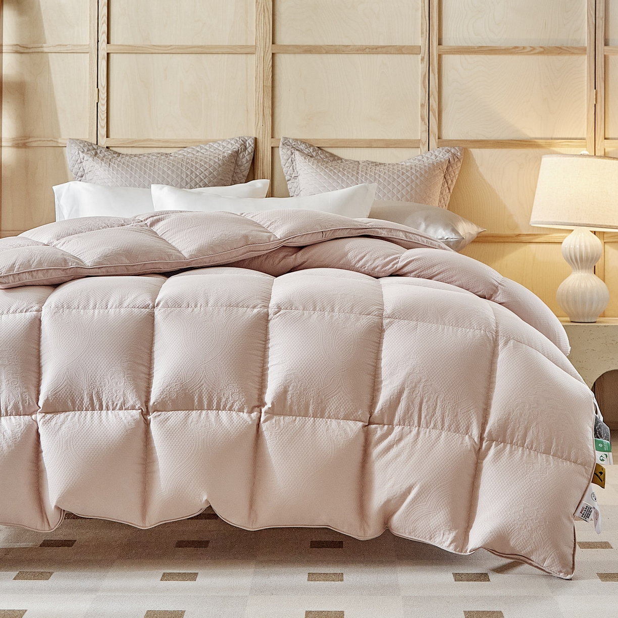 91家纺网 家纺一手货源 找家纺 暖羽屋羽绒馆 2025新款绒子含量95鸭绒  莫代尔混纺95白鸭绒被双人鸭绒 b面 羽绒被子冬被芯 馨荷 